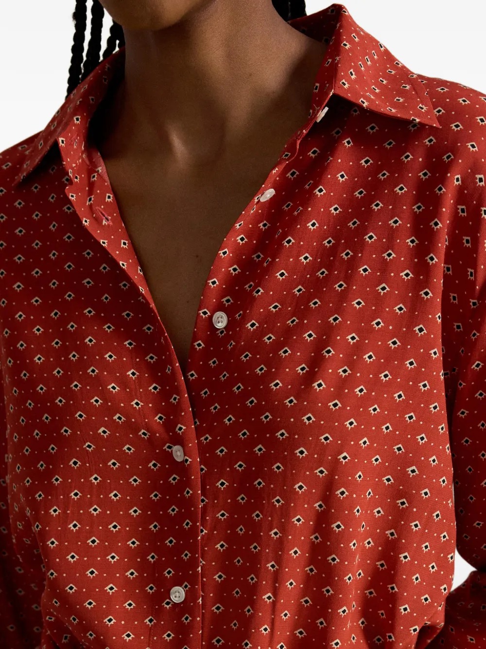 Polo Ralph Lauren Blousejurk met geometrische print en ceintuur Rood