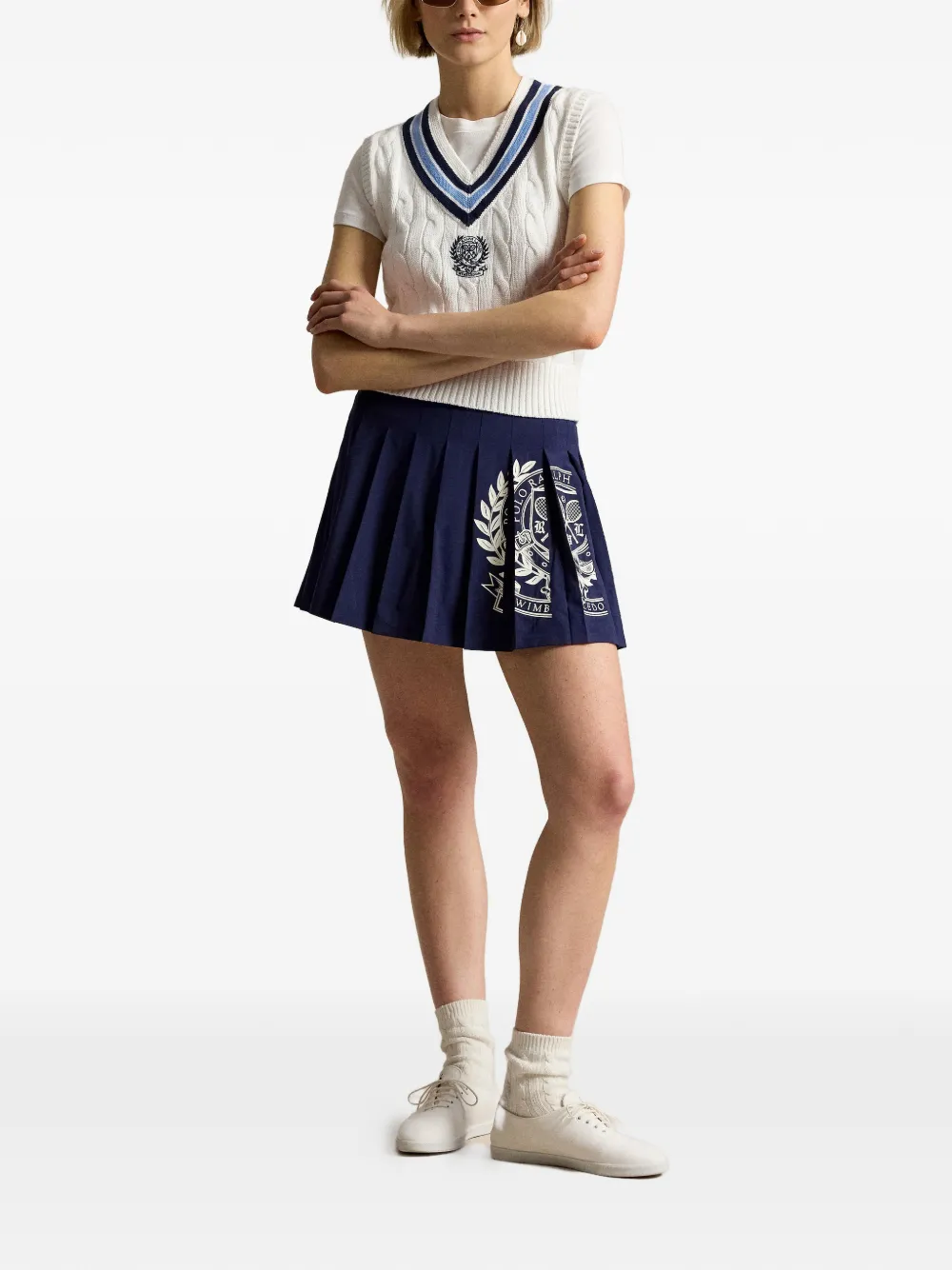 Polo Ralph Lauren Wimbledon top met V-hals Wit