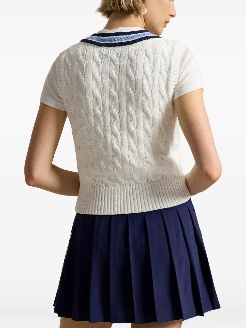 Polo Ralph Lauren Wimbledon top met V-hals Wit