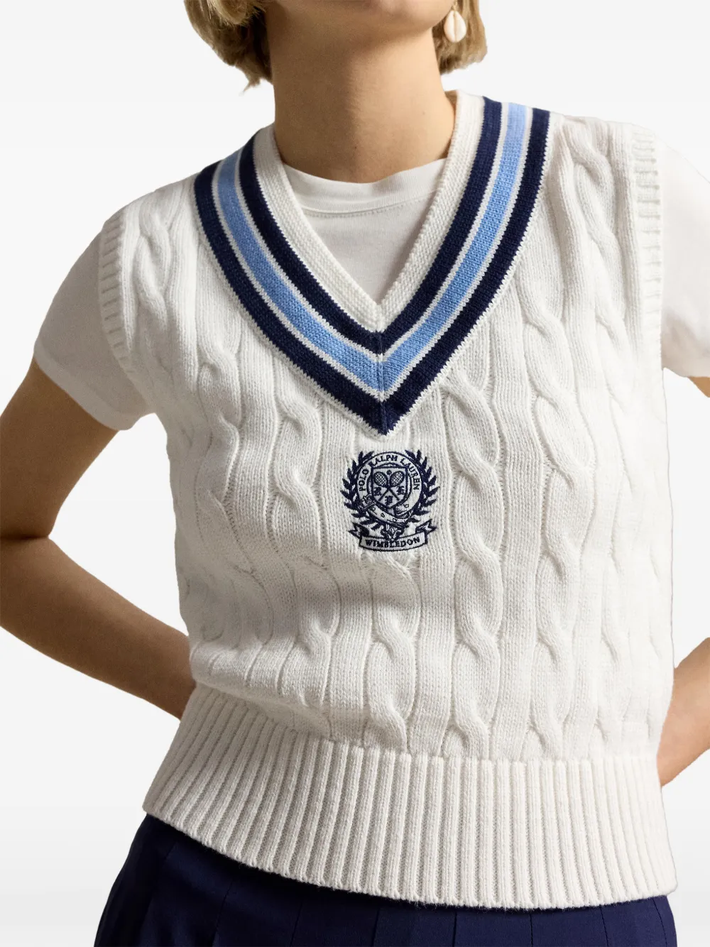 Polo Ralph Lauren Wimbledon top met V-hals Wit