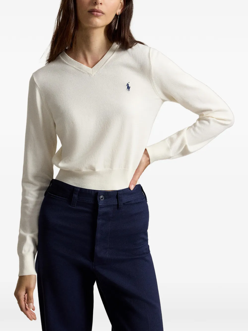 Polo Ralph Lauren Trui van katoenblend met V-hals Beige