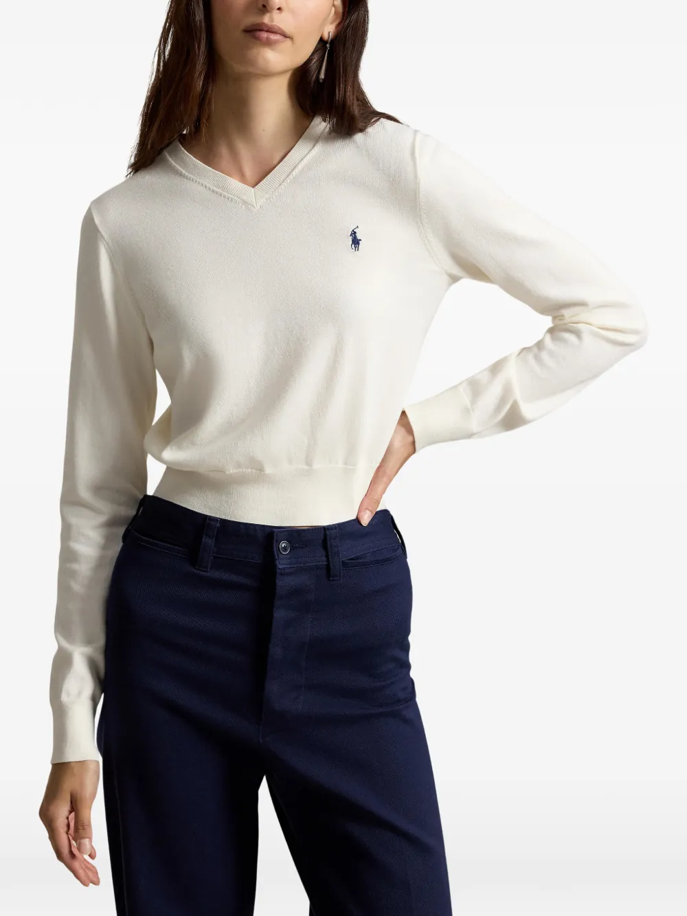 Polo Ralph Lauren Trui van katoenblend met V-hals Beige