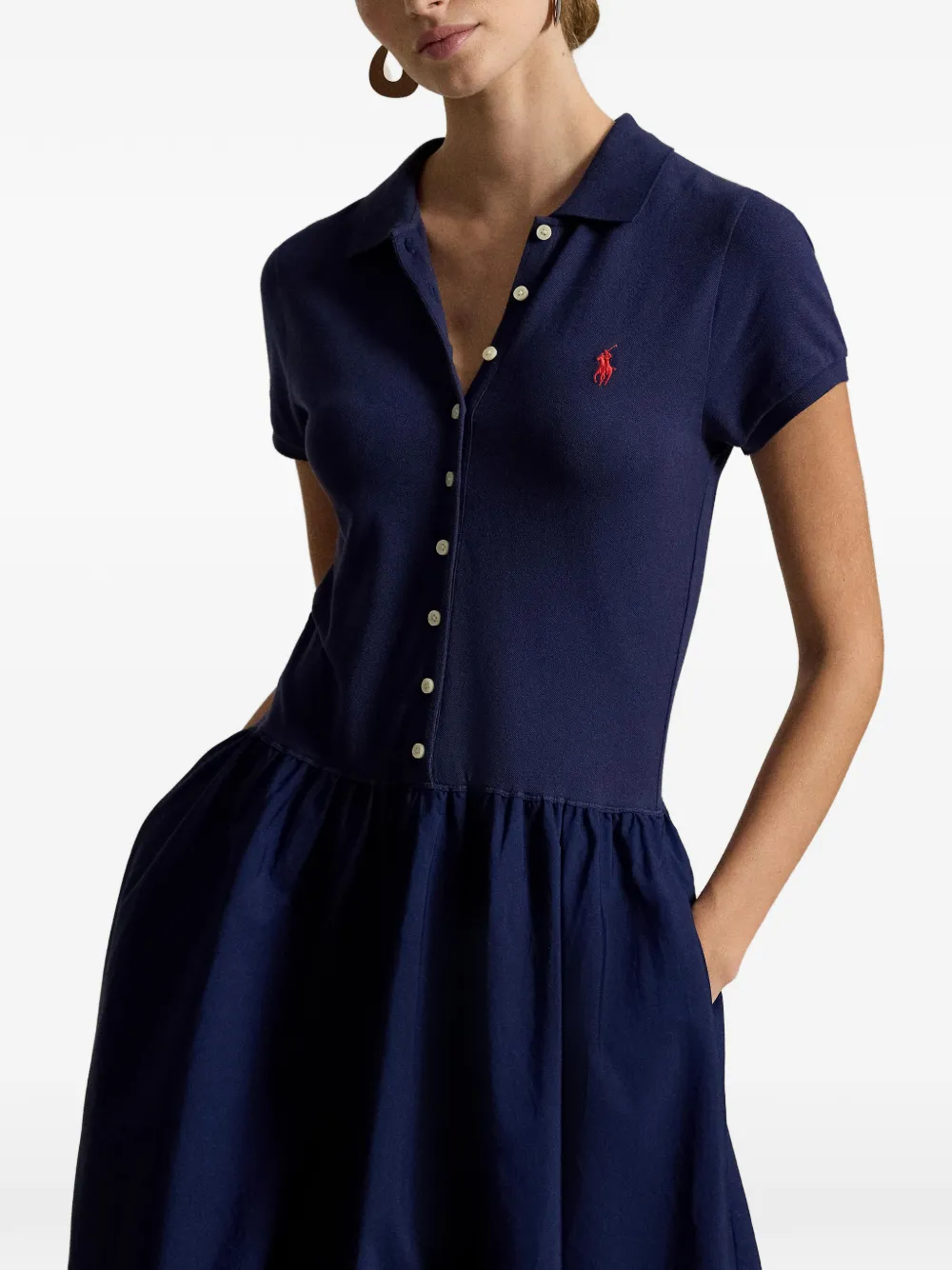 Polo Ralph Lauren Katoenen jurk met knopen Blauw
