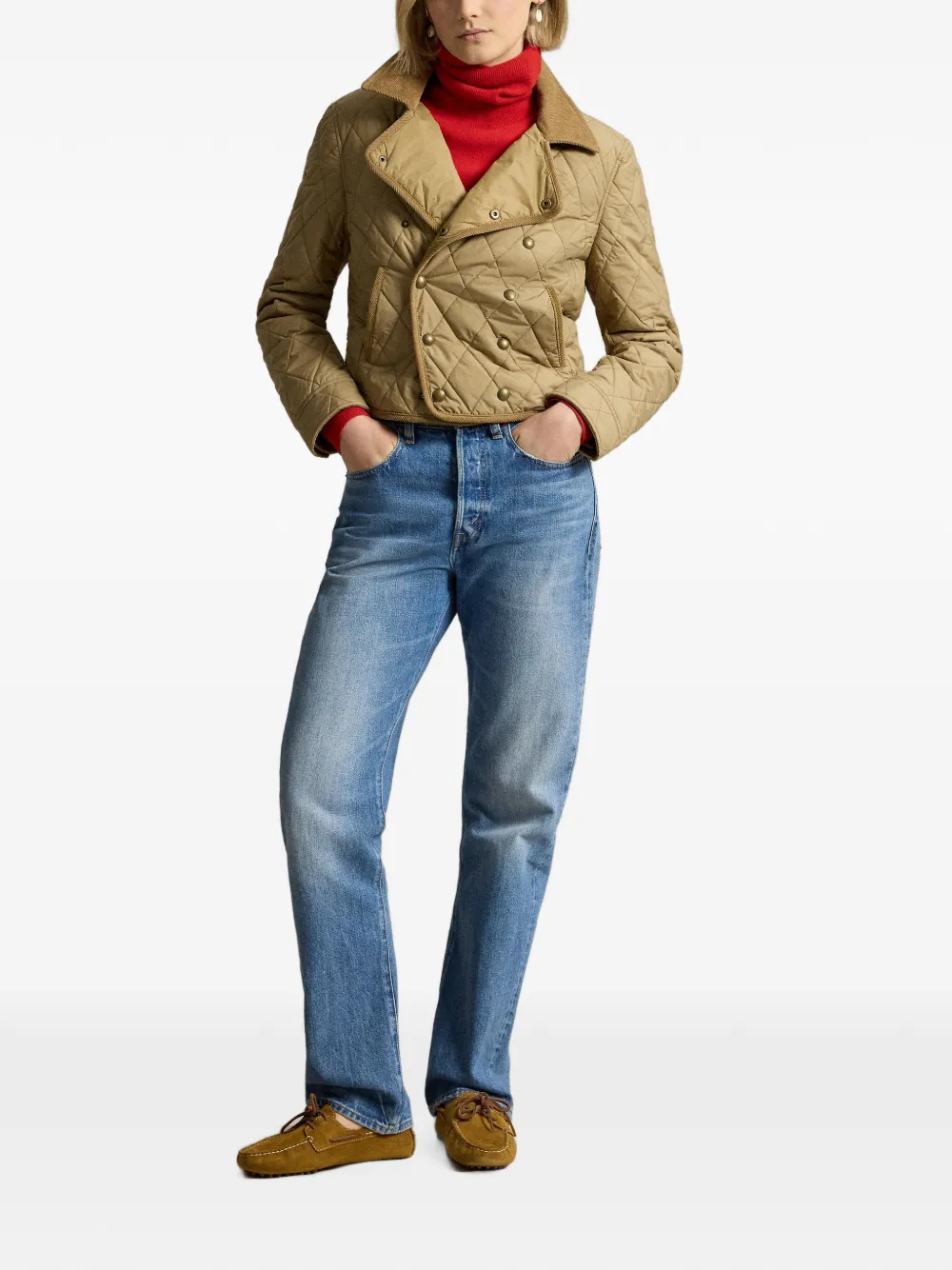 Polo Ralph Lauren Jas met dubbele rij knopen Beige