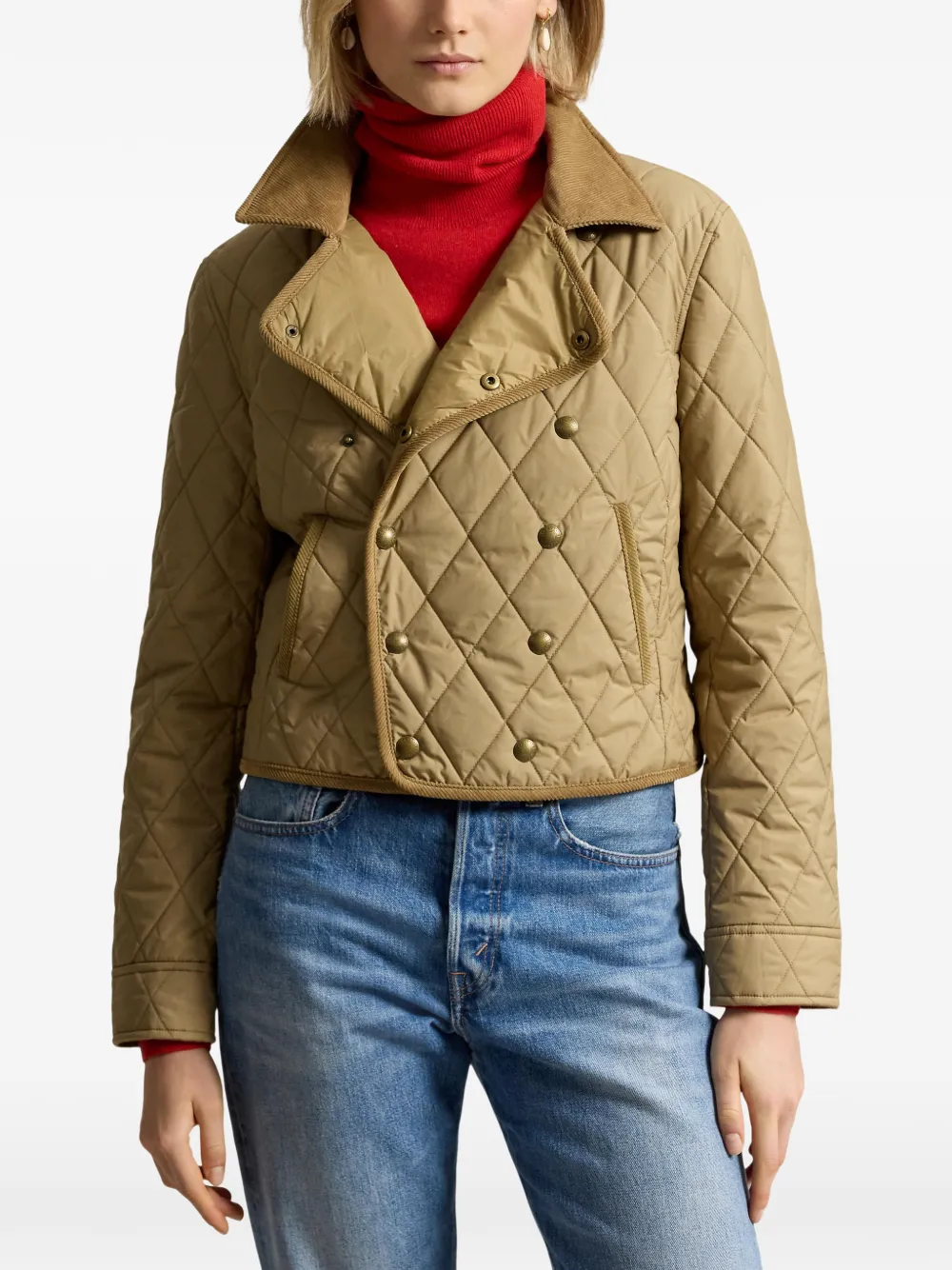 Polo Ralph Lauren Jas met dubbele rij knopen Beige