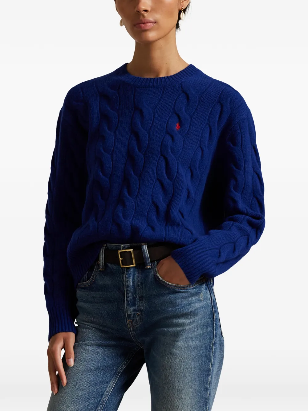 Polo Ralph Lauren Kabelgebreide trui met borduurwerk Blauw