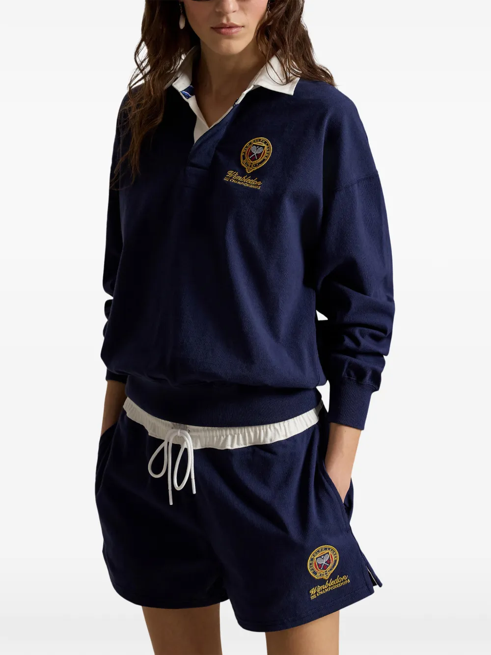 Polo Ralph Lauren Wimbledon katoenen poloshirt met geborduurd logo Blauw