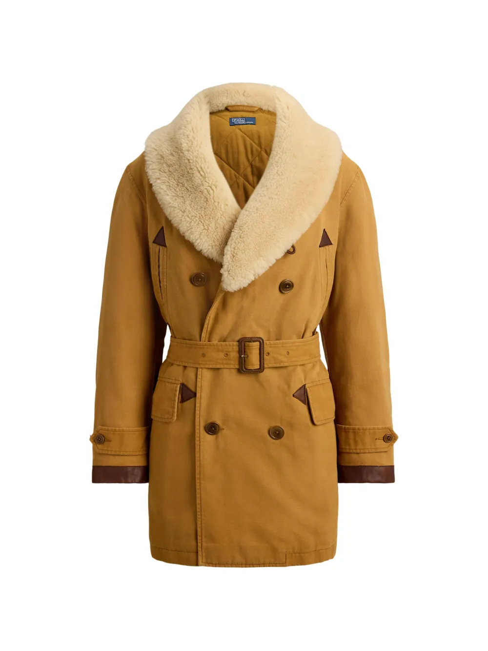 Polo Ralph Lauren Country Ranch Mantel mit Shearling-Kragen - Braun