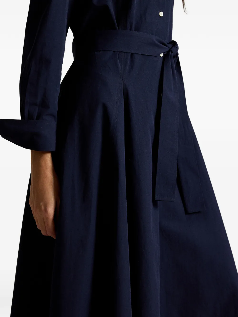 Polo Ralph Lauren Florence midi-blousejurk met ceintuur Blauw