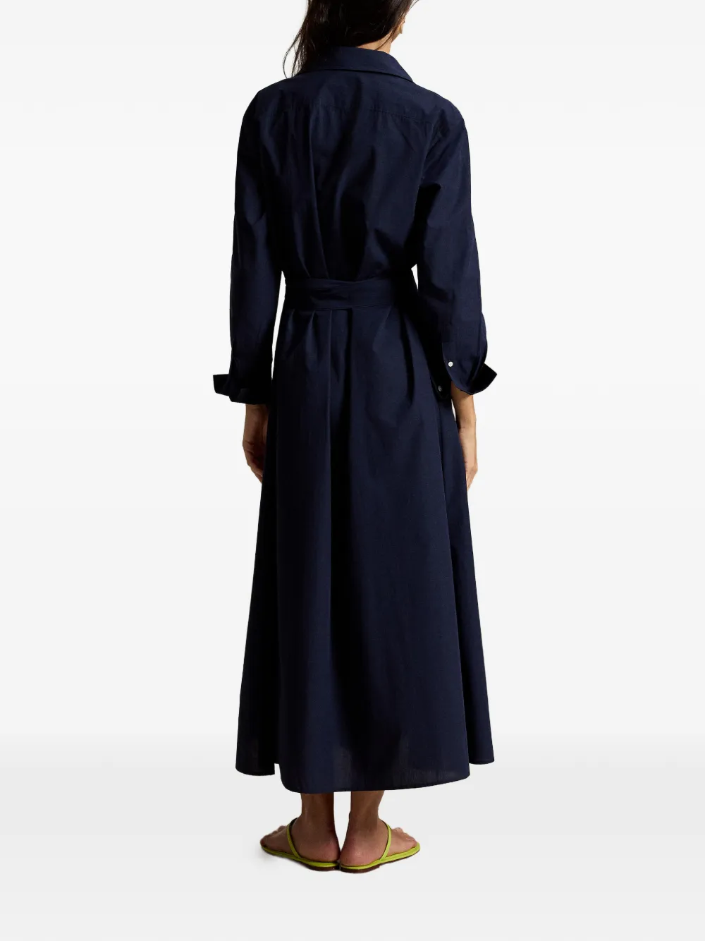 Polo Ralph Lauren Florence midi-blousejurk met ceintuur Blauw