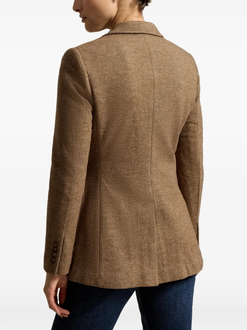 Polo Ralph Lauren Colbert met enkele rij knopen van wol-katoen Bruin