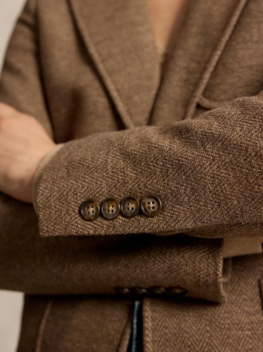 Polo Ralph Lauren Colbert met enkele rij knopen van wol-katoen Bruin