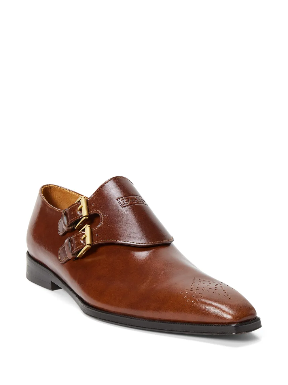 Polo Ralph Lauren Loafers met dubbele gesp en puntige neus Bruin