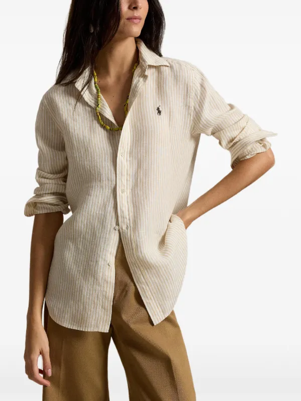 Polo Ralph Lauren Classic Fit Striped Linen Shirt | Neutrals