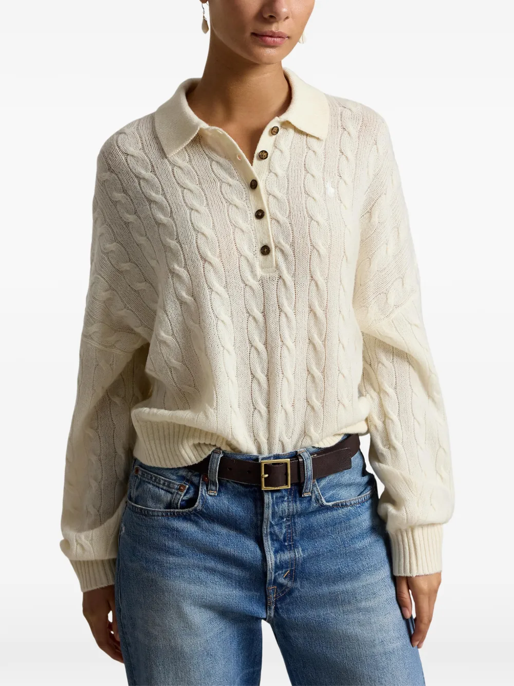 Polo Ralph Lauren Kabelgebreide polotrui Beige