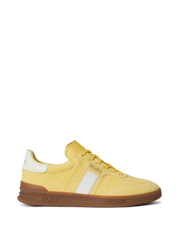 Polo Ralph Lauren Suede Stripe Leather Sneakers in Yellow