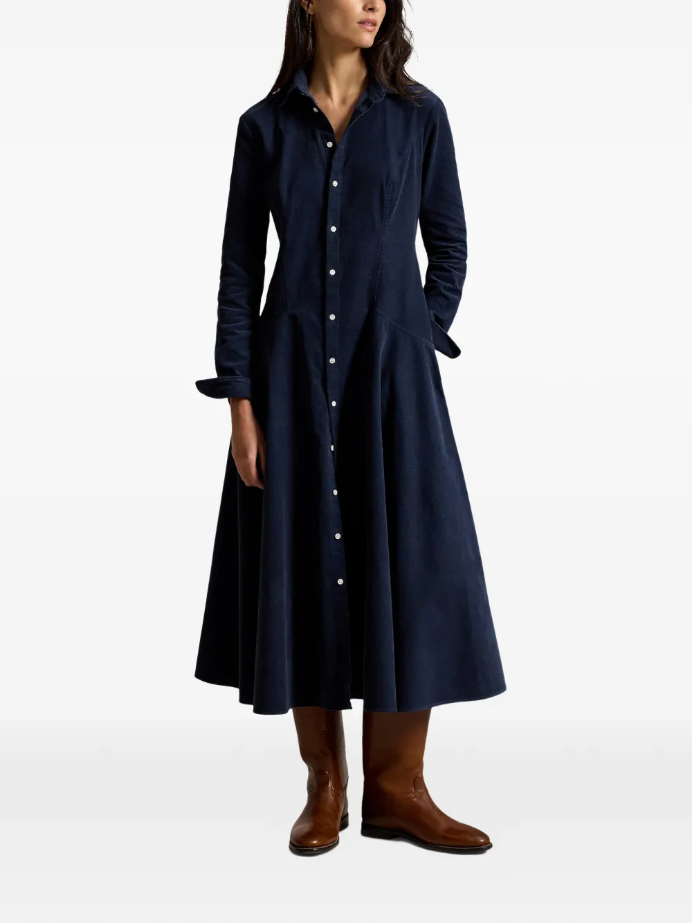 Polo Ralph Lauren Tyler ribfluwelen blousejurk Blauw