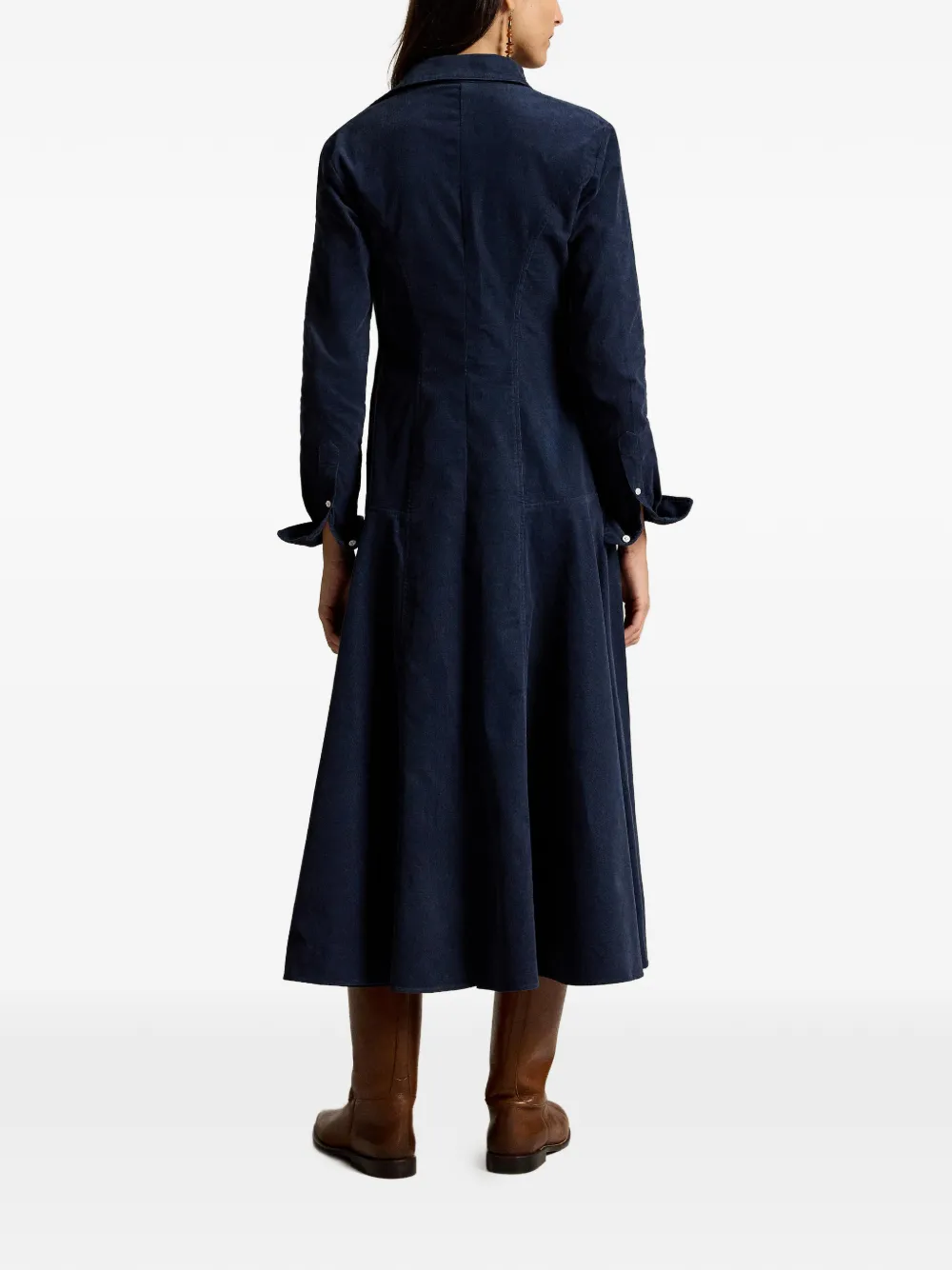 Polo Ralph Lauren Tyler ribfluwelen blousejurk Blauw