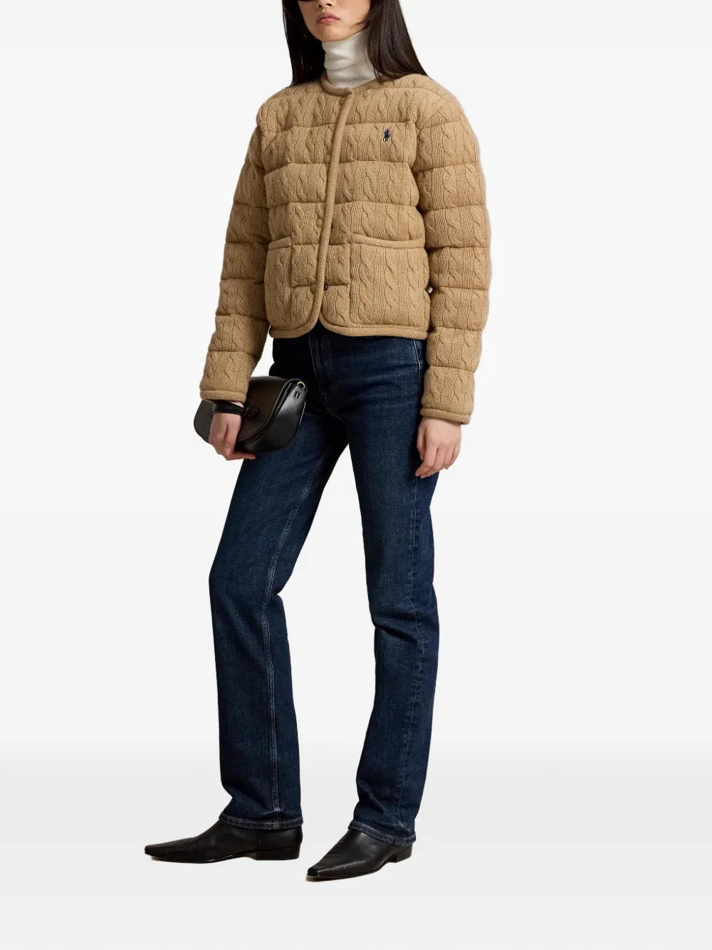Polo Ralph Lauren Kabelgebreid bomberjack Bruin