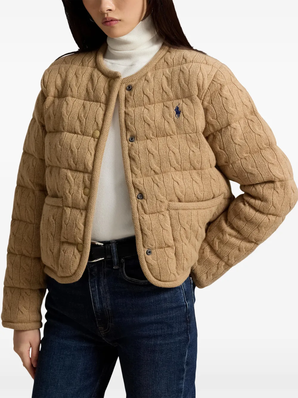 Polo Ralph Lauren Kabelgebreid bomberjack Bruin