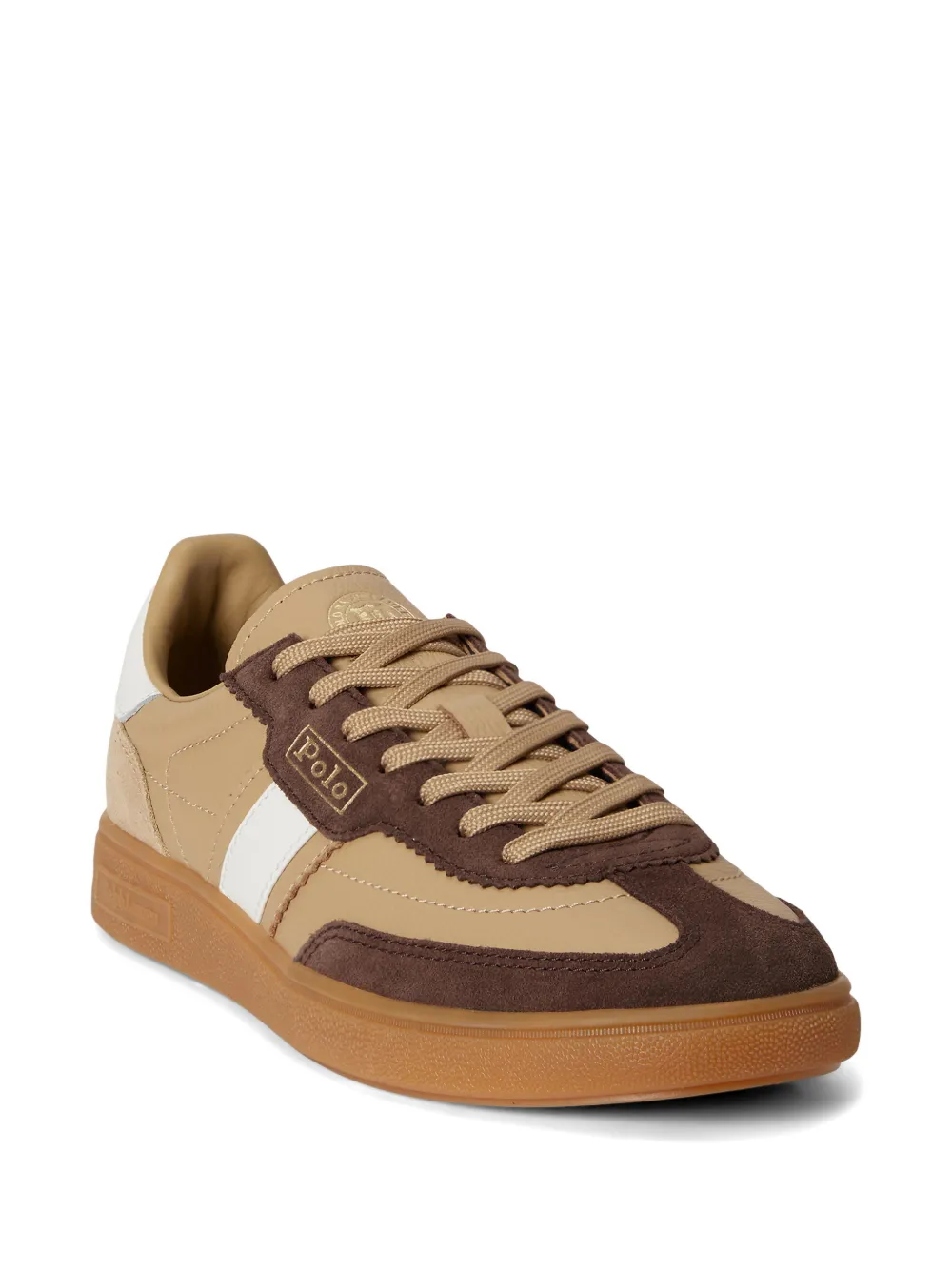Polo Ralph Lauren Bedford leren sneakers met strepen Beige