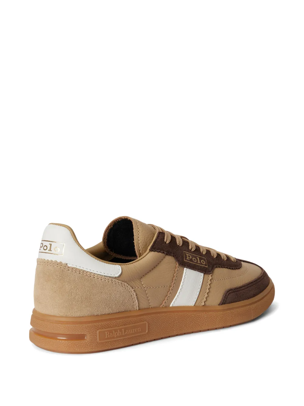 Polo Ralph Lauren Bedford leren sneakers met strepen Beige