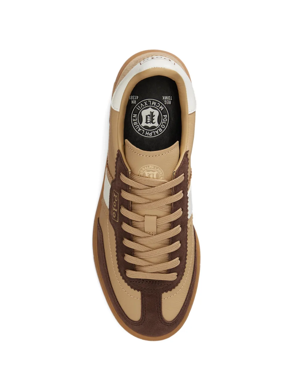 Polo Ralph Lauren Bedford leren sneakers met strepen Beige