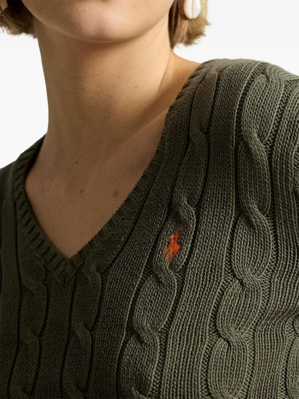 Polo Ralph Lauren Kabelgebreide trui met V-hals Groen