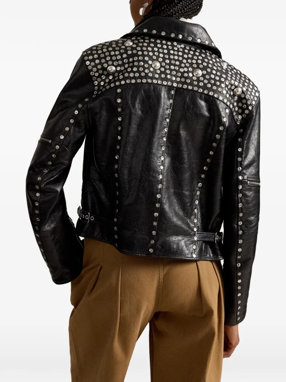 Polo Ralph Lauren Leren jack verfraaid met studs Zwart