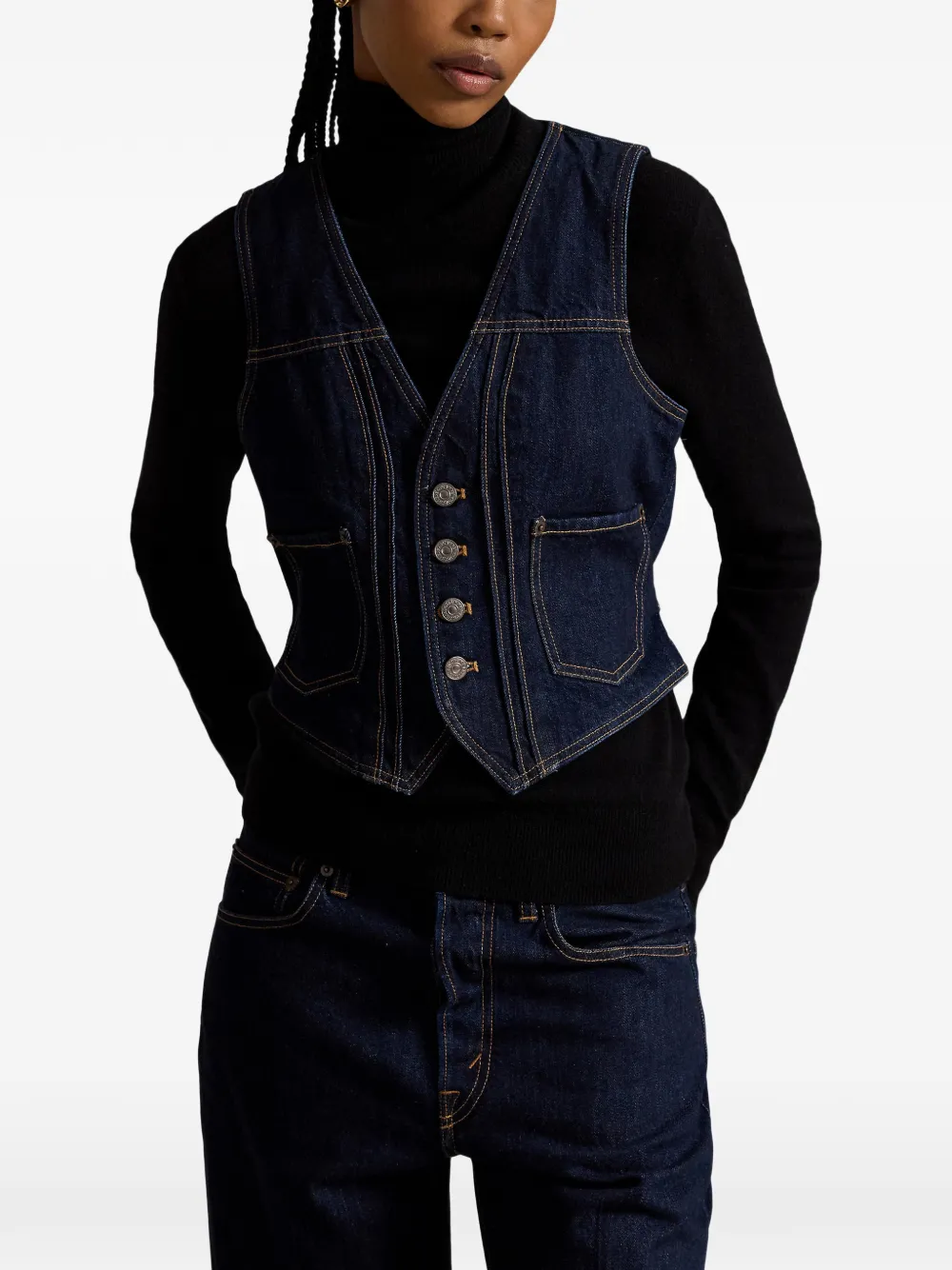 Polo Ralph Lauren Denim gilet met V-hals Blauw