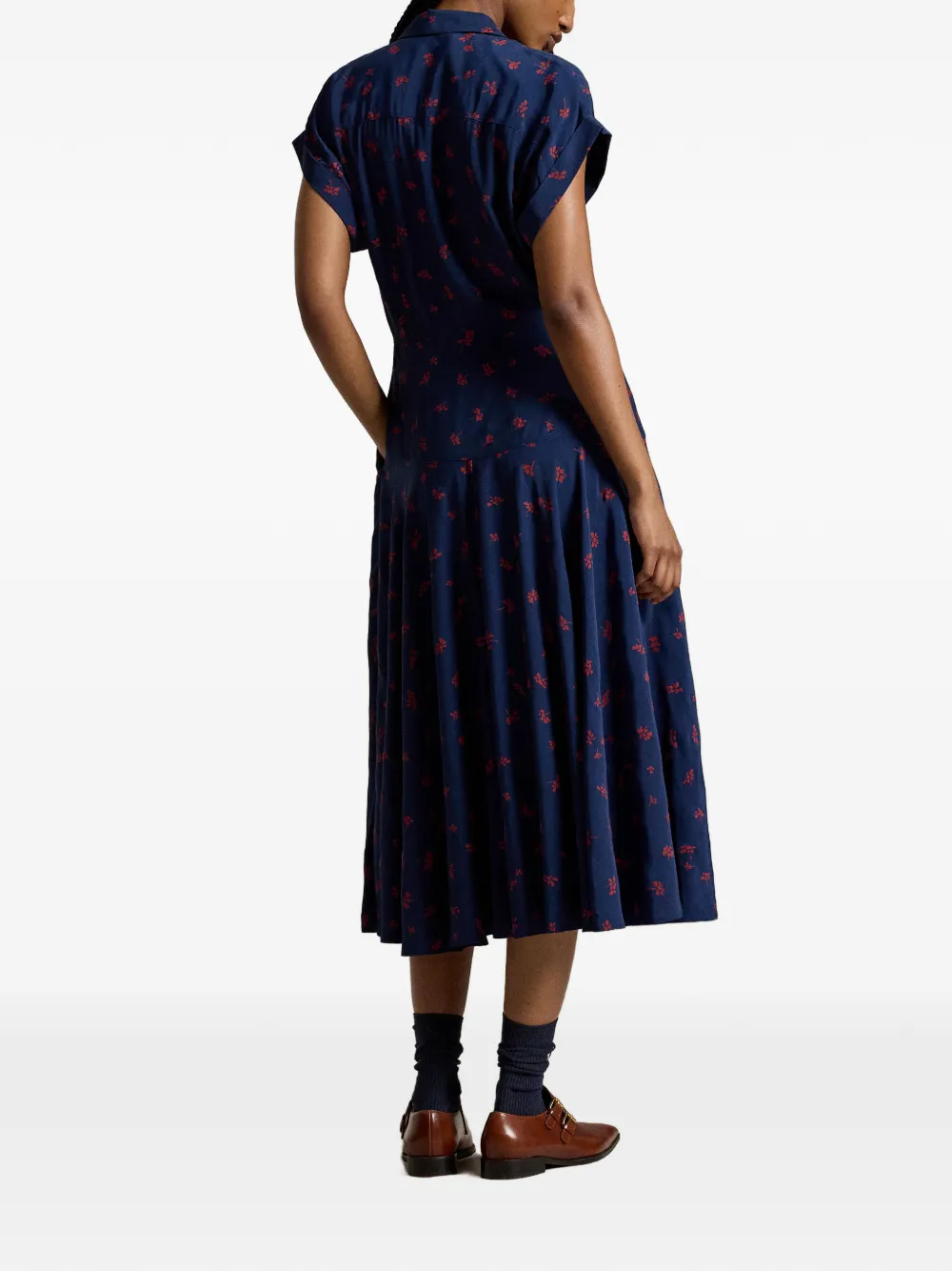 Polo Ralph Lauren Dakota midi-jurk met korte mouwen Blauw