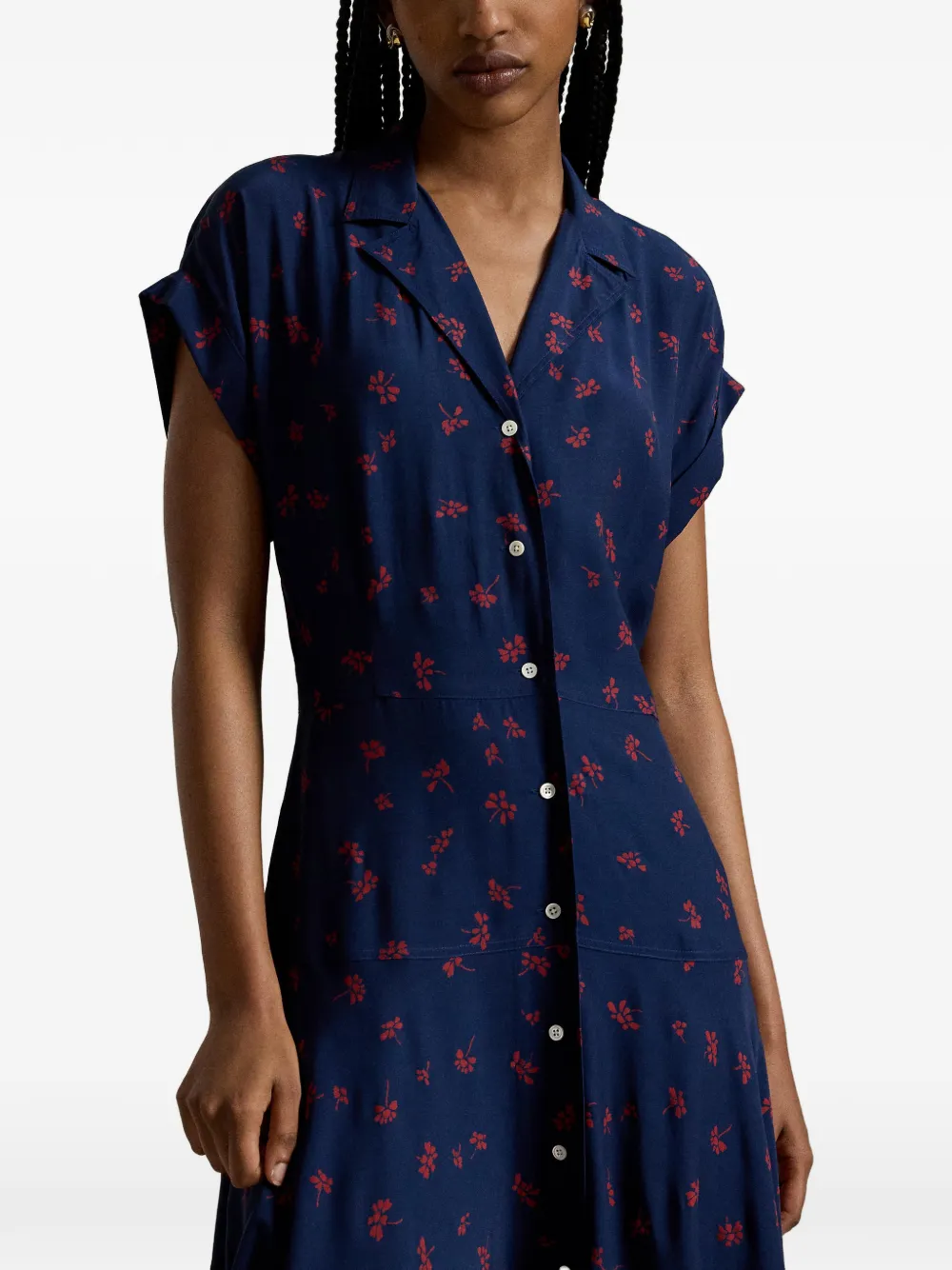 Polo Ralph Lauren Dakota midi-jurk met korte mouwen Blauw