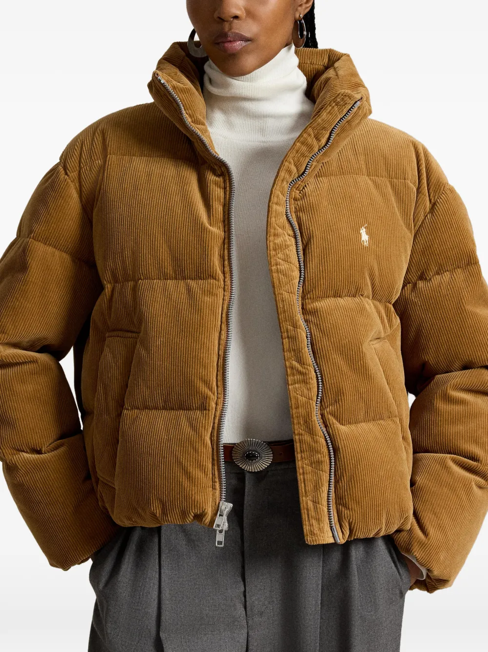 Polo Ralph Lauren Corduroy-effect Quilted Jacket in Brown, view 4