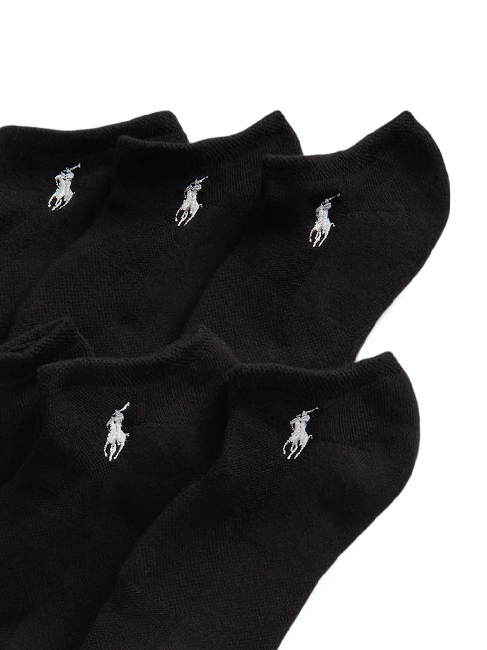 Polo Ralph Lauren Zes paar sokken met borduurwerk Zwart