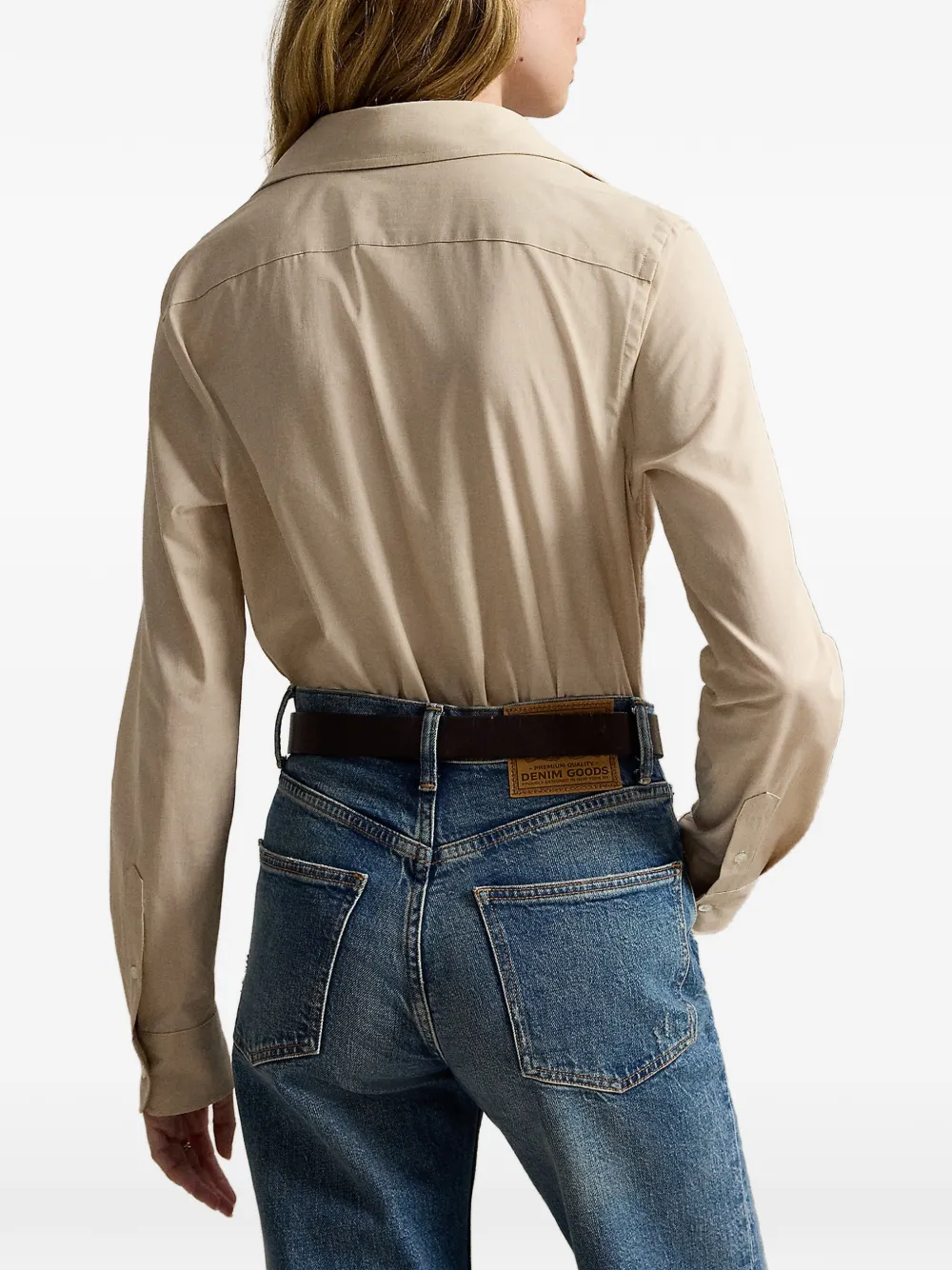 Polo Ralph Lauren Stretch slim-fit katoenen blouse Beige