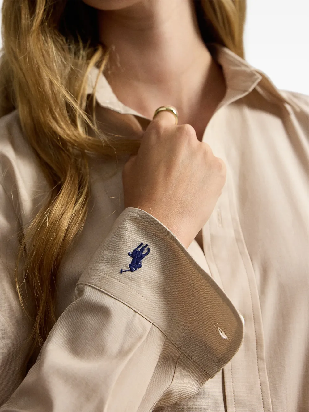 Polo Ralph Lauren Stretch slim-fit katoenen blouse Beige