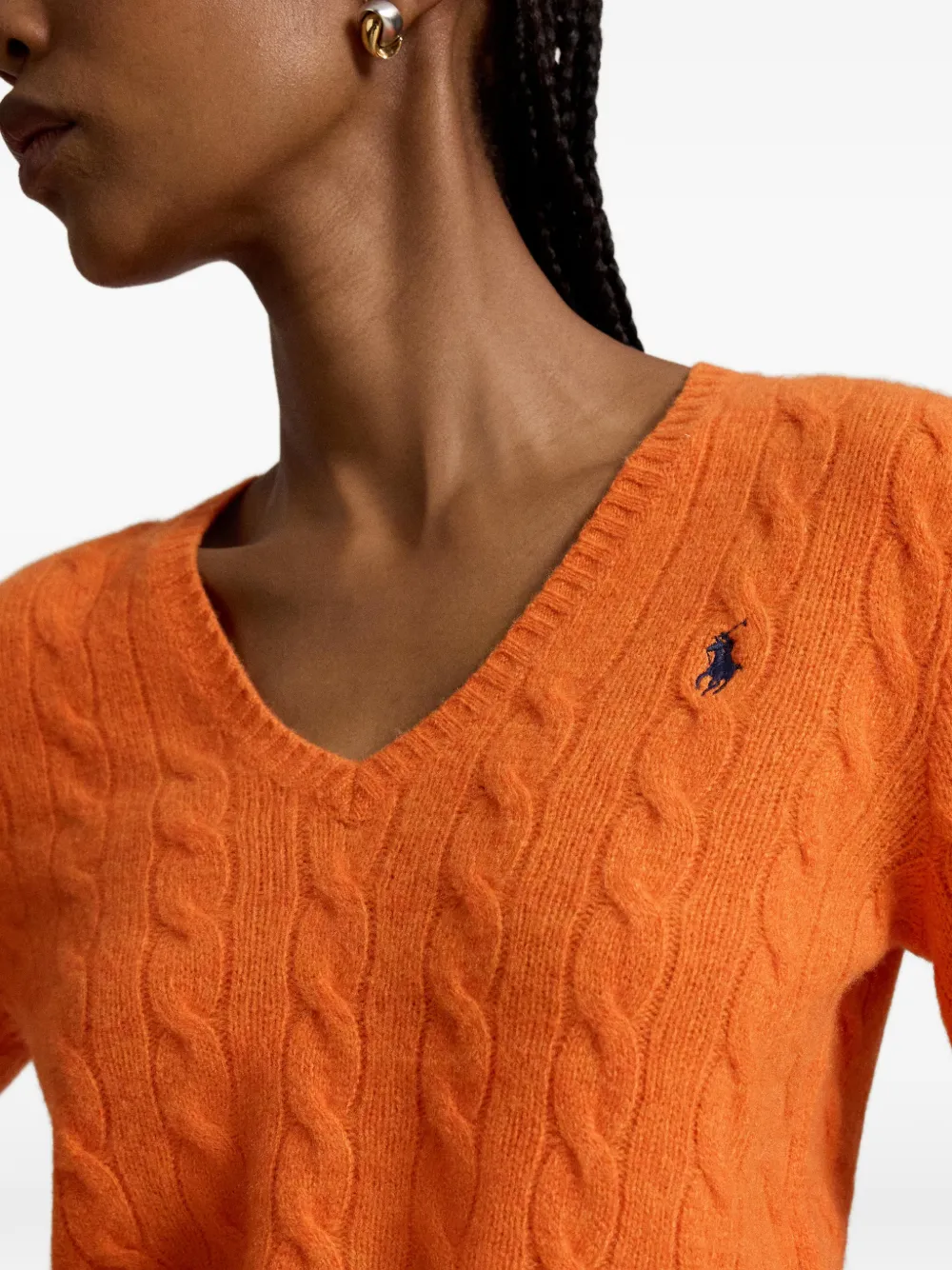 Polo Ralph Lauren Kabelgebreide trui van kasjmier-wolblend Oranje