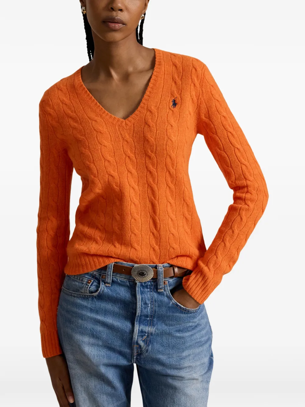 Polo Ralph Lauren Kabelgebreide trui van kasjmier-wolblend Oranje