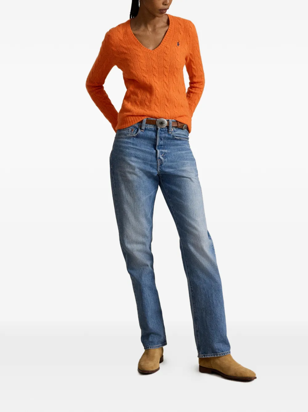 Polo Ralph Lauren Kabelgebreide trui van kasjmier-wolblend Oranje