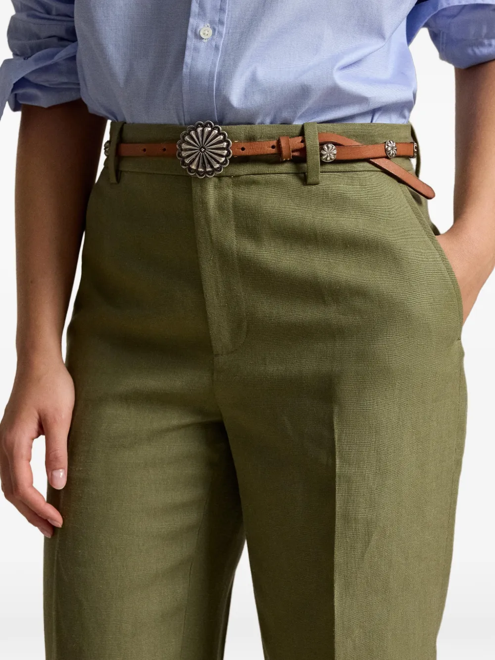 Polo Ralph Lauren Geplooide broek met omgeslagen pijpen Groen