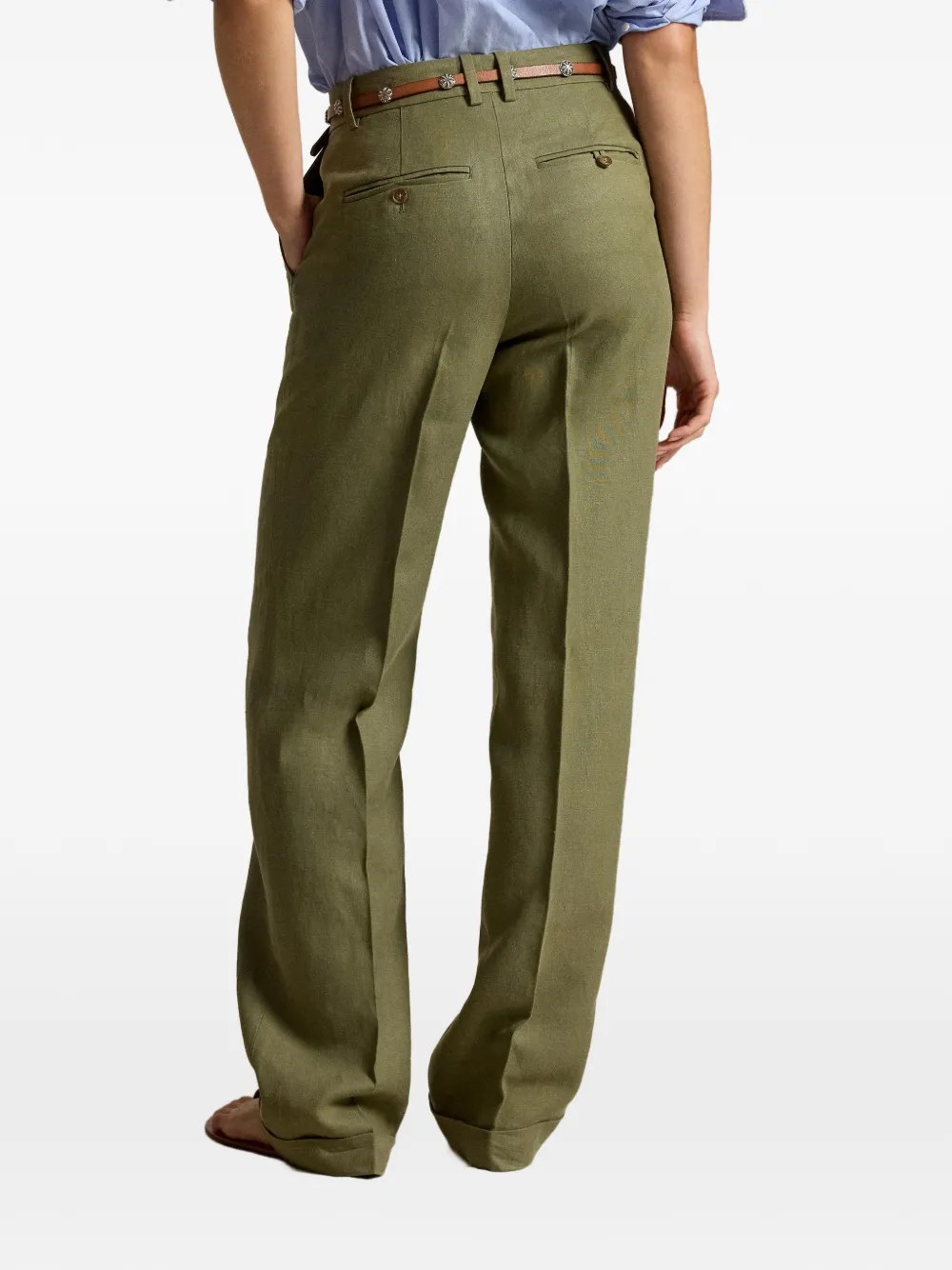Polo Ralph Lauren Geplooide broek met omgeslagen pijpen Groen