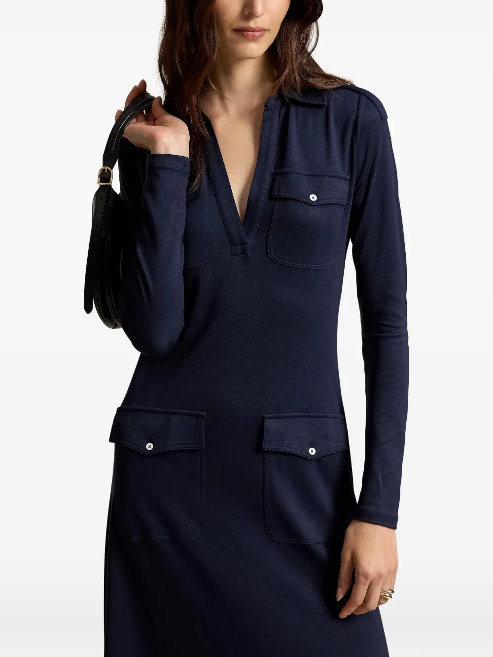 Polo Ralph Lauren Carmen maxi-jurk met zak Blauw