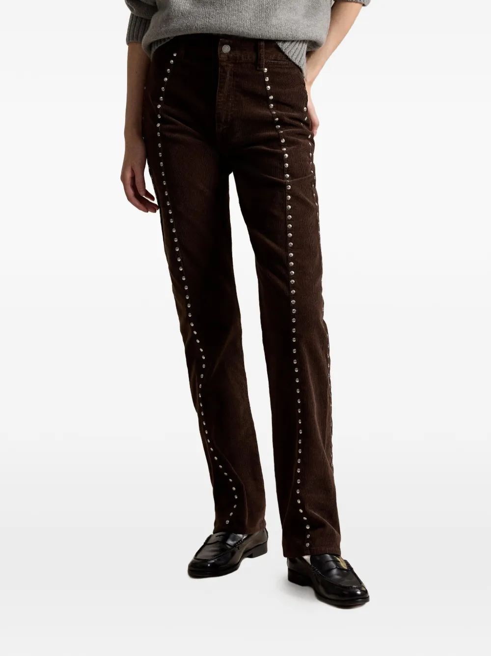Polo Ralph Lauren Ribfluwelen straight broek met studs Bruin