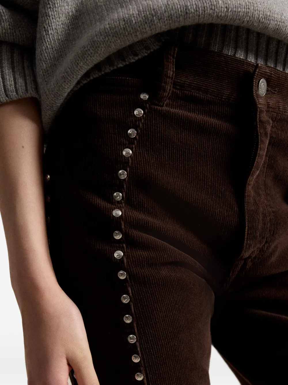 Polo Ralph Lauren Ribfluwelen straight broek met studs Bruin