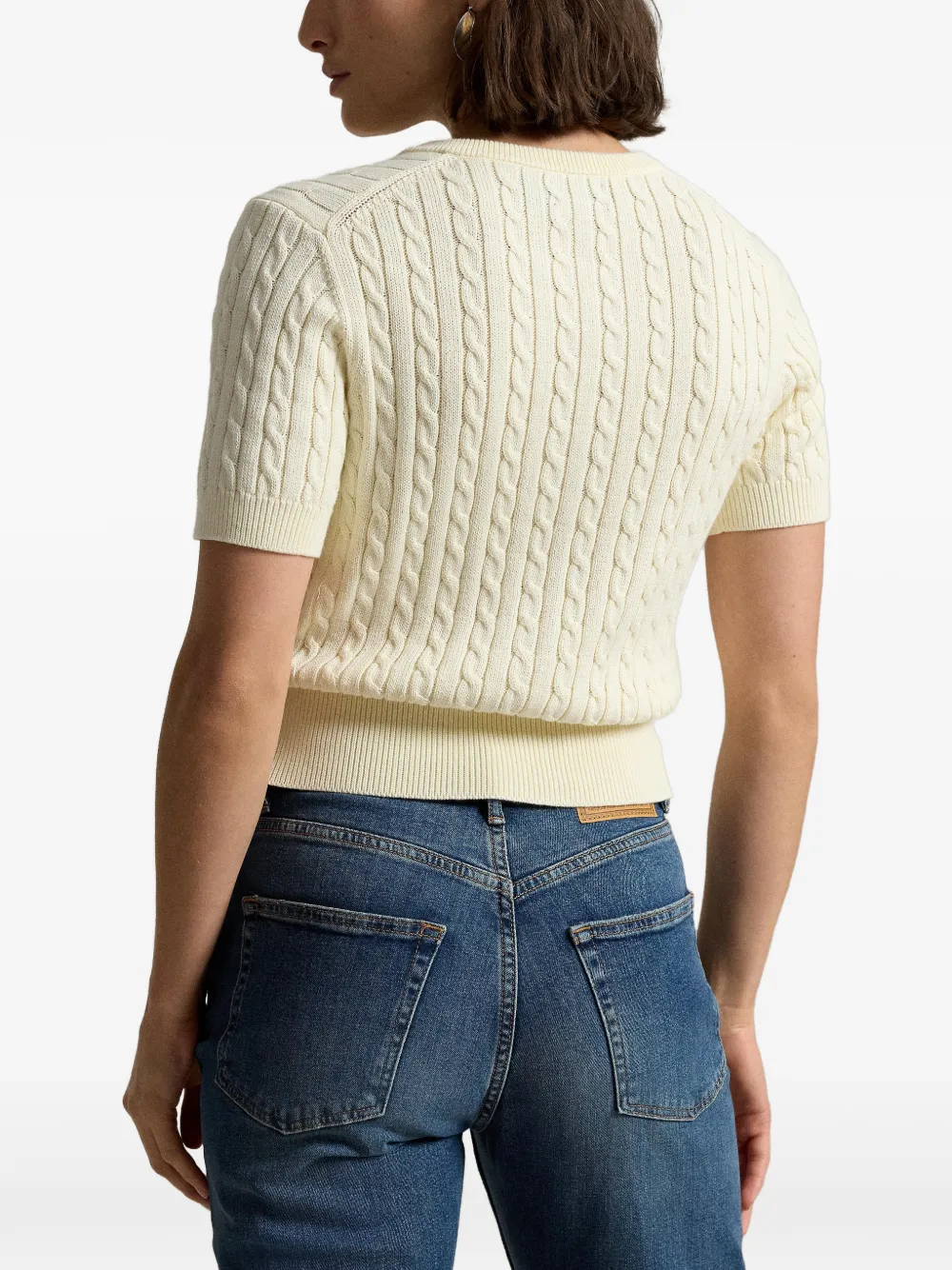 Polo Ralph Lauren Kabelgebreide Henley trui Wit