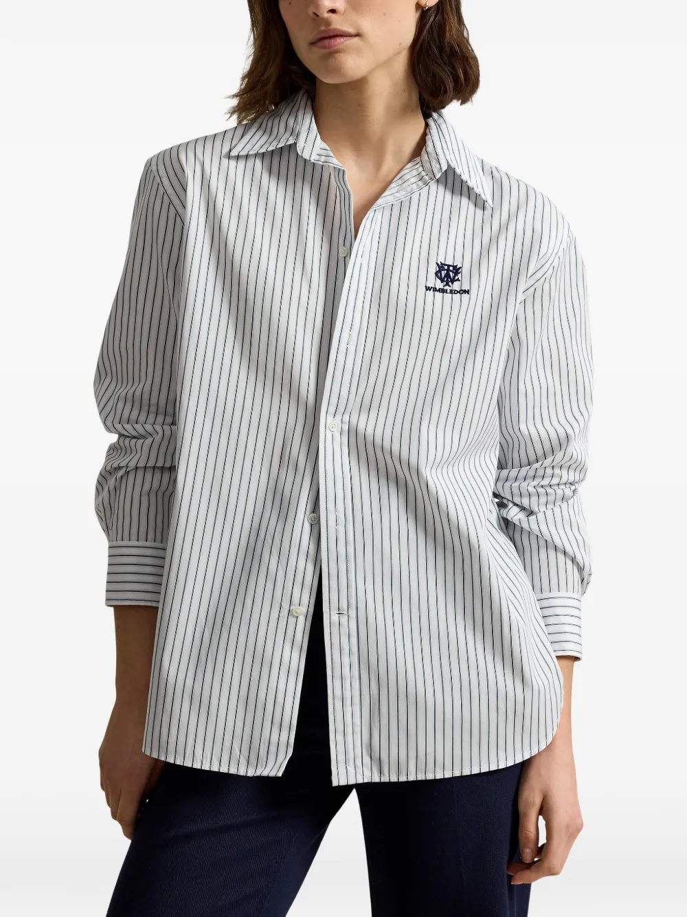 Polo Ralph Lauren Wimbledon gestreept katoenen overhemd Wit