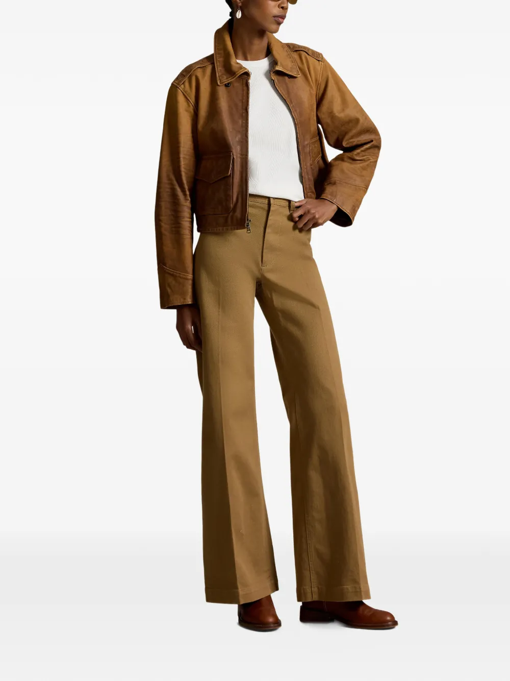 Polo Ralph Lauren Beaton katoenen flared broek Beige