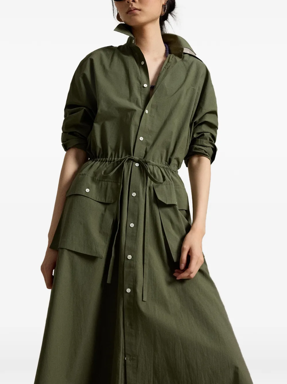 Polo Ralph Lauren Midi-jurk met trekkoord en knopen Groen