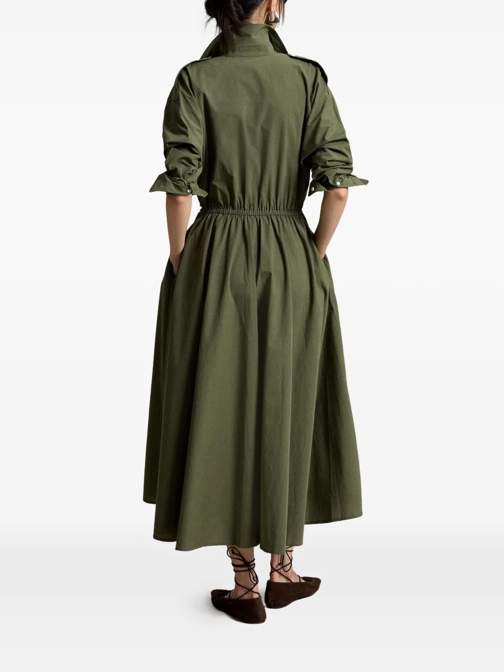 Polo Ralph Lauren Midi-jurk met trekkoord en knopen Groen