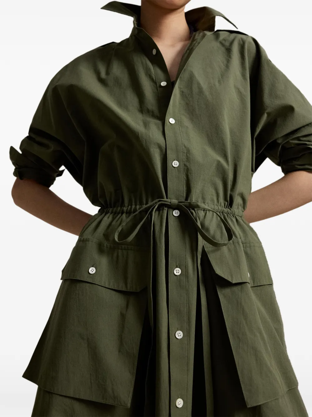 Polo Ralph Lauren Midi-jurk met trekkoord en knopen Groen